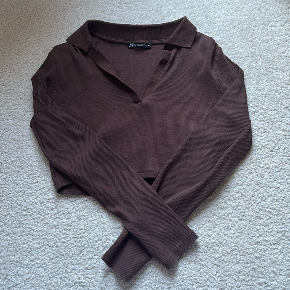 Zara polo crop top